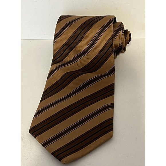 BIJOUX TERNER MENS TIE BROWN AND BLACK STRIPED 4 X 60 VTG - Picture 2 of 5